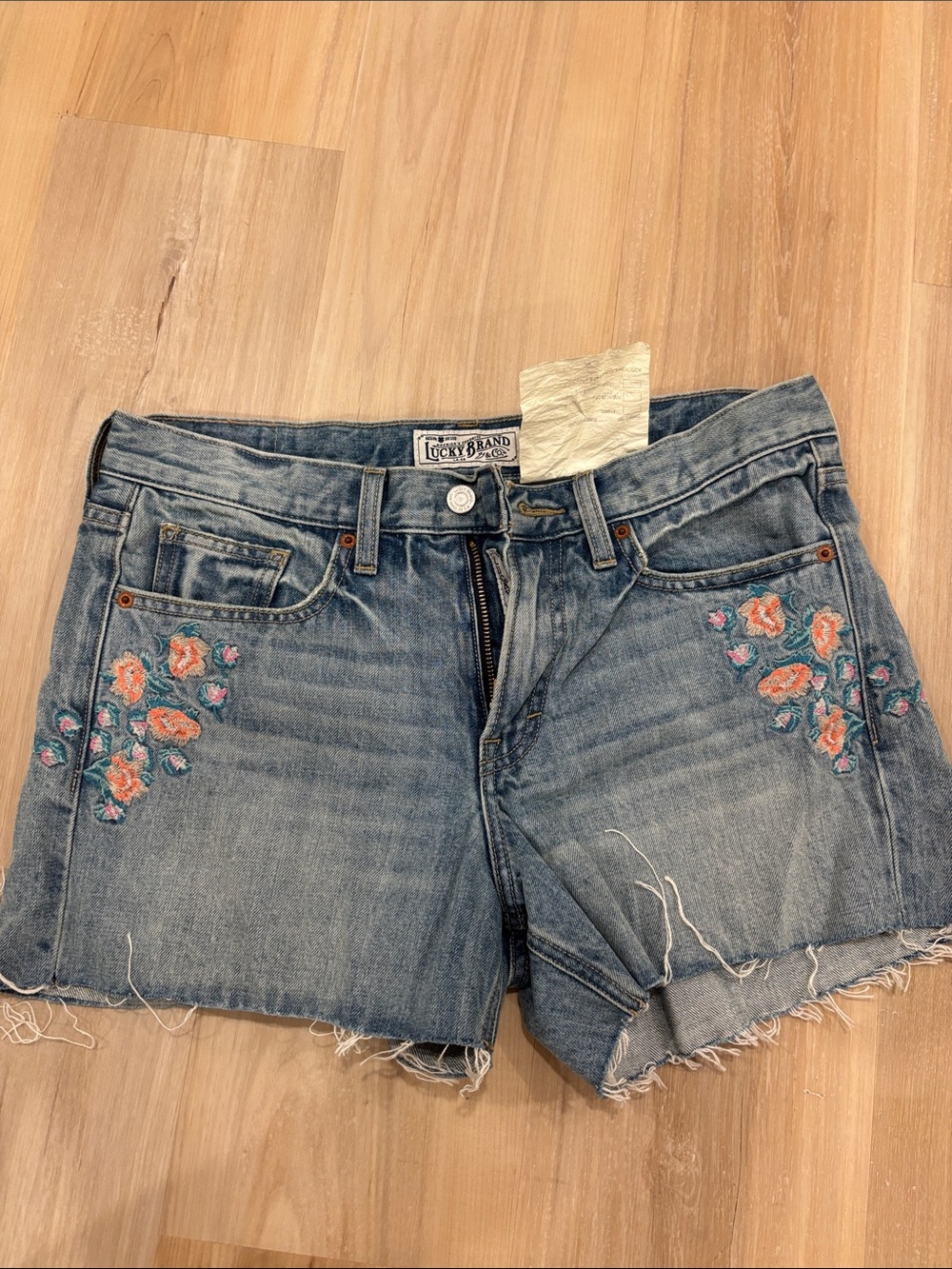Lucky Brand Light Blue Embroidered Denim Cutoff Shorts